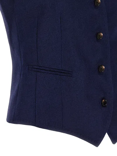 Kiton Silk Cashmere Vest Gilet Blue In 蓝色的