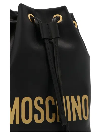 Shop Moschino Logo Bucket Bag In 黑色的