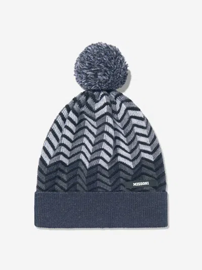 Missoni Boys Wool Zigzag Bobble Hat In Black