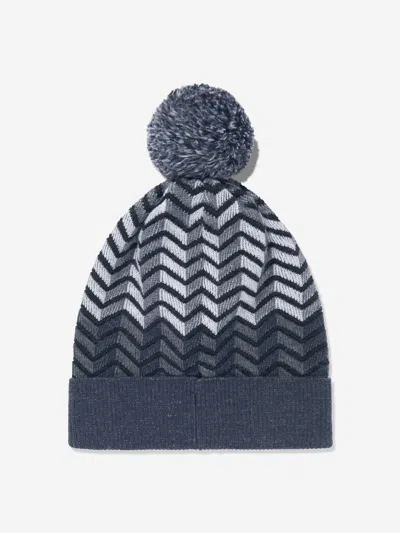 Missoni Boys Wool Zigzag Bobble Hat In Black