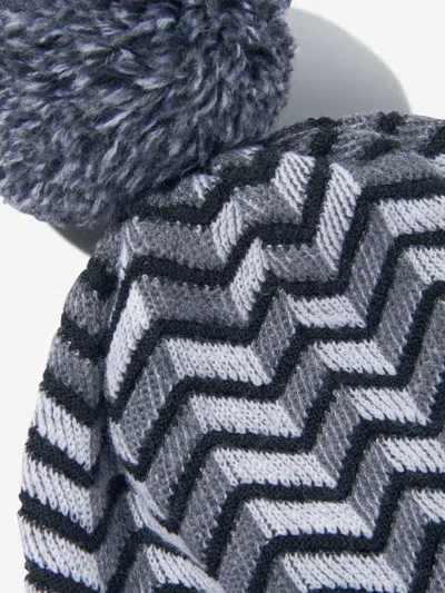 Missoni Boys Wool Zigzag Bobble Hat In Black