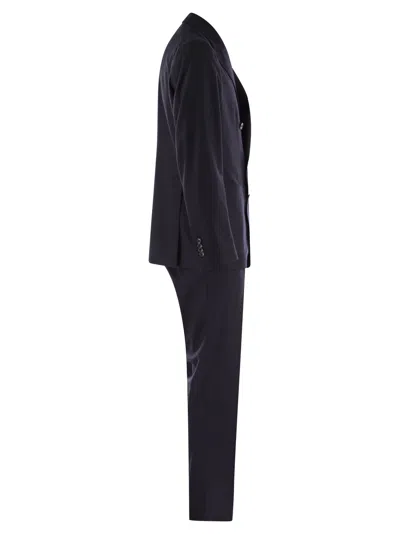 Tagliatore Wool And Cashmere Double-breasted Suit In Blue