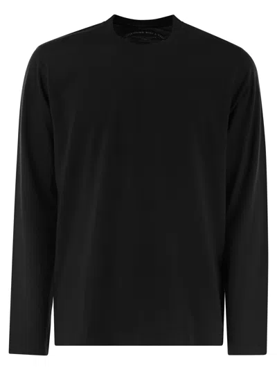 Fedeli Round-neck Long-sleeved T-shirt In Black