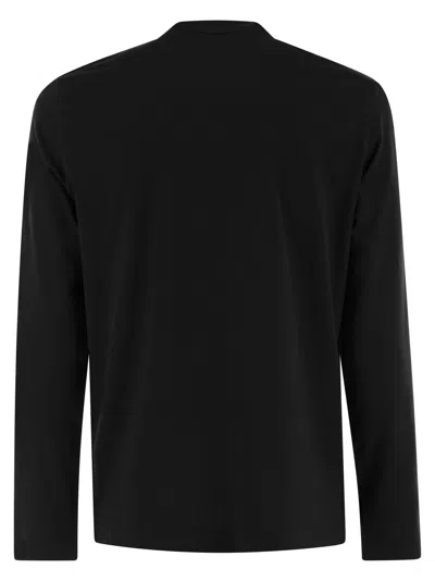 Fedeli Round-neck Long-sleeved T-shirt In Black
