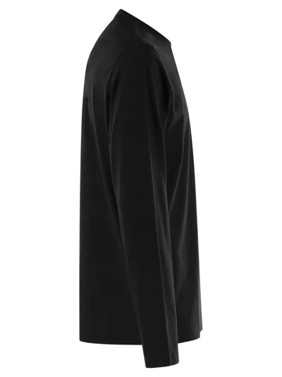 Fedeli Round-neck Long-sleeved T-shirt In Black