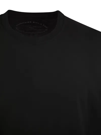 Fedeli Round-neck Long-sleeved T-shirt In Black