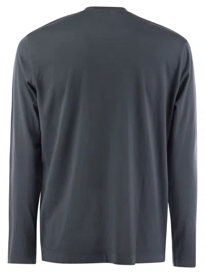 Fedeli Giza Cotton Crew-neck T-shirt In Avio