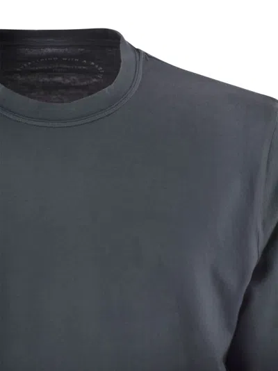 Fedeli Giza Cotton Crew-neck T-shirt In Avio