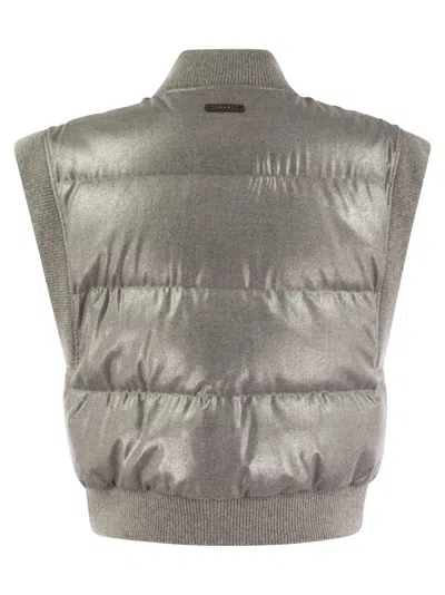 Peserico Down Cropped Vest In Gray