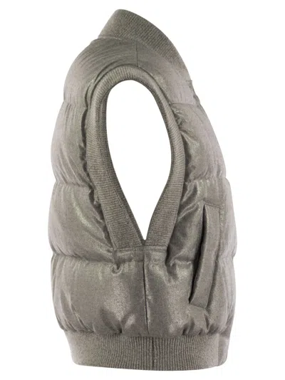 Peserico Down Cropped Vest In Gray