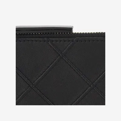 Tory Burch Fleming Quilted Leather Zip Card Case In 黑色的