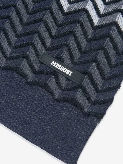 Missoni Boys Wool Zigzag Scarf In Black
