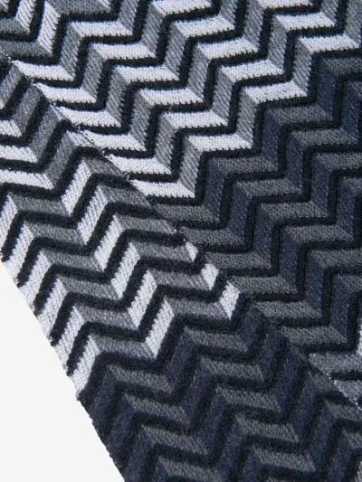 Missoni Boys Wool Zigzag Scarf In Black