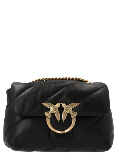 Pinko Love Baby Puff Leather Crossbody Bag In 黑色的
