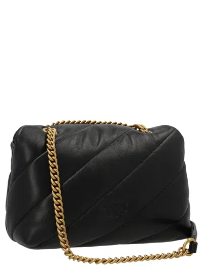 Pinko Love Baby Puff Leather Crossbody Bag In 黑色的
