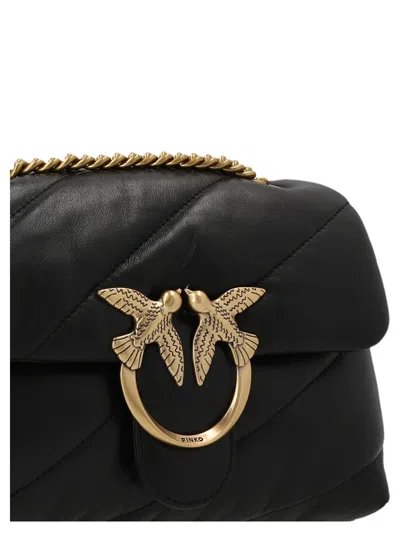 Pinko Love Baby Puff Leather Crossbody Bag In 黑色的