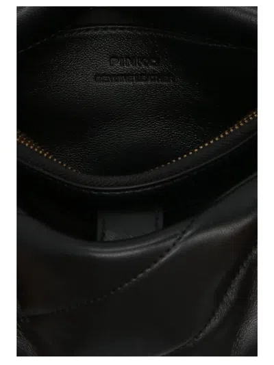 Pinko Love Baby Puff Leather Crossbody Bag In 黑色的