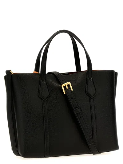 Tory Burch Shopping Perry Small In Pelle Martellata Color In 黑色的