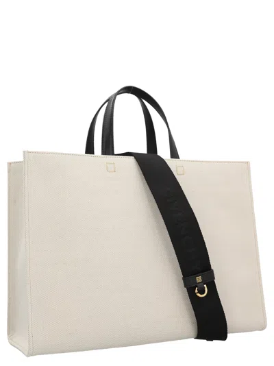 Givenchy Logo Canvas Shopper In 白色/黑色