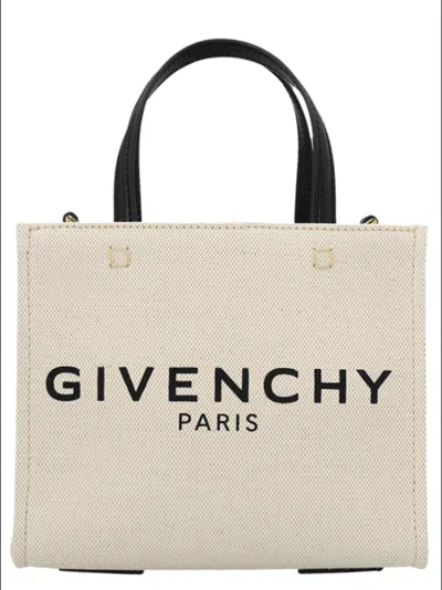 Givenchy Cabas G-tote Mini En Toile In 白色/黑色
