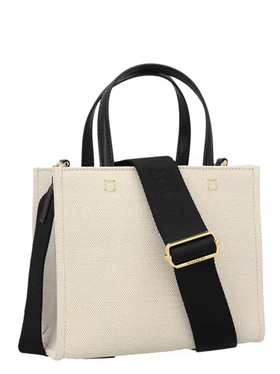 Givenchy Cabas G-tote Mini En Toile In 白色/黑色