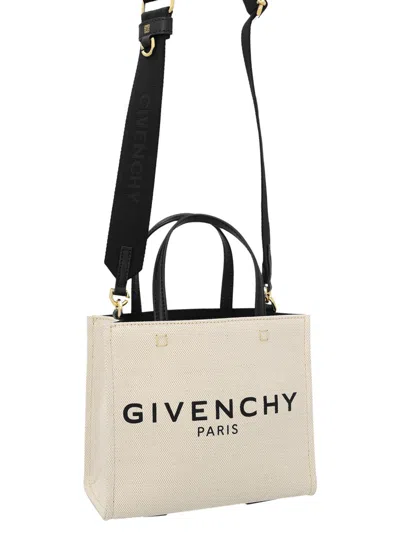 Givenchy Cabas G-tote Mini En Toile In 白色/黑色