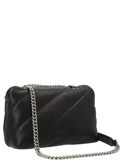 Pinko Love Mini Puff Crossbody Bag In 黑色的