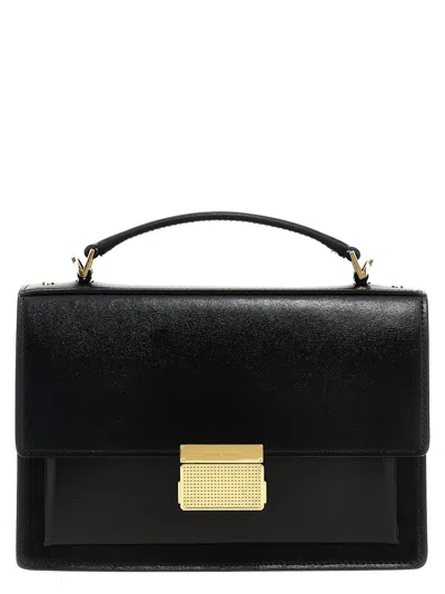 Golden Goose 'venezia' Black  Hand Bag With Lettering Logo And Clasp Closure In 黑色的