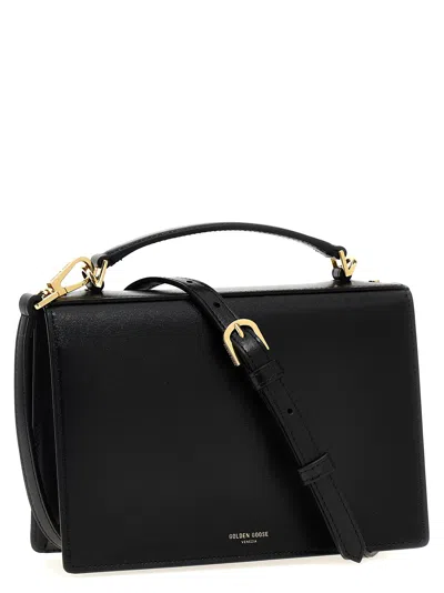 Golden Goose 'venezia' Black  Hand Bag With Lettering Logo And Clasp Closure In 黑色的