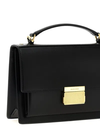 Golden Goose 'venezia' Black  Hand Bag With Lettering Logo And Clasp Closure In 黑色的