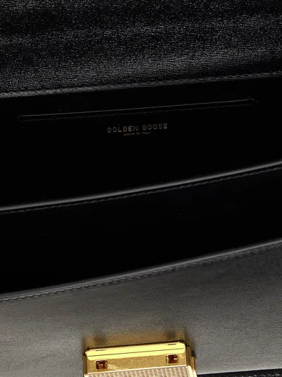 Golden Goose 'venezia' Black  Hand Bag With Lettering Logo And Clasp Closure In 黑色的