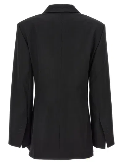 Jacquemus Tibau Asymmetric Double-breasted Grain De Poudre Wool Blazer In Black
