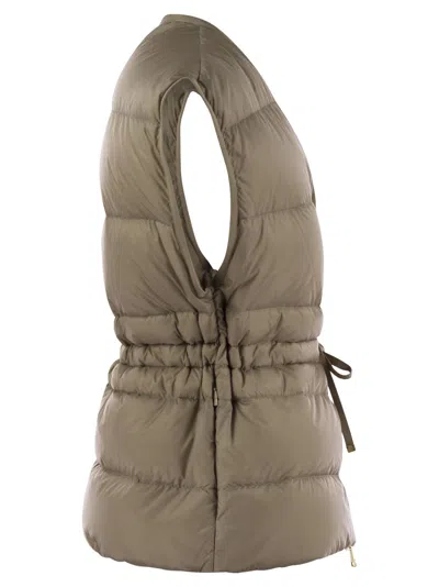 Shop Moncler Nai Padded Down Vest In Beige