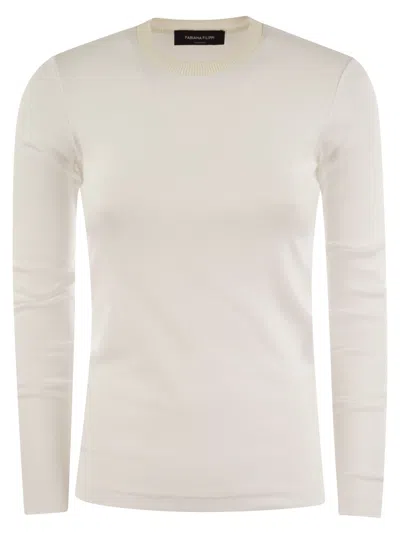 Fabiana Filippi Long-sleeved T-shirt In Jersey In White