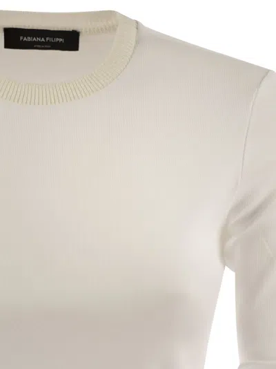 Fabiana Filippi Long-sleeved T-shirt In Jersey In White