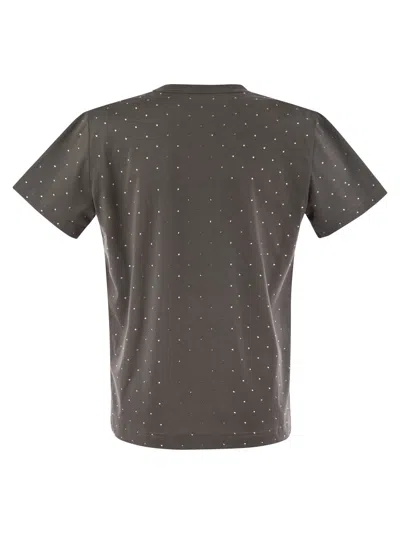 Fabiana Filippi Jersey T-shirt With All Over Embroidery In Grey