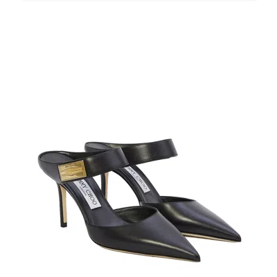 Jimmy Choo Nell 85mm Leather Mules In 黑色的