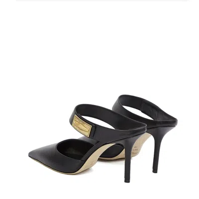Jimmy Choo Nell 85mm Leather Mules In 黑色的