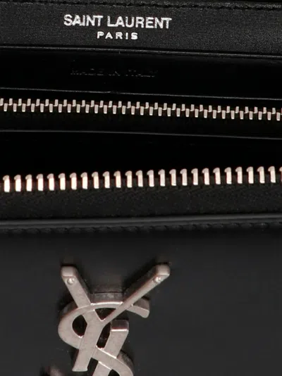 Saint Laurent Rectangular Logo Wallet Smooth Finish In Black