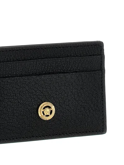 Versace Black Leather Medusa Biggie Card Holder In Black