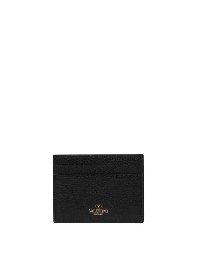 Shop Valentino "rockstud" Card Holder In Black