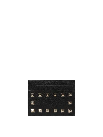 Shop Valentino "rockstud" Card Holder In Black