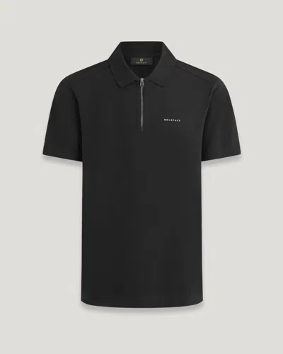 Belstaff Alloy Zip Short Sleeve Polo Shirt Black In Black