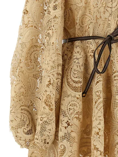 Shop Zimmermann 'waverly Lace Mini' Dress In Beige