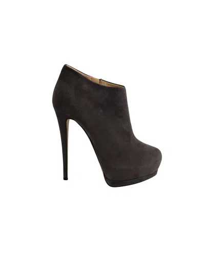 Giambattista Valli Giuseppe Zanotti Platform Heel Ankle Boots In Gray Suede In Grey