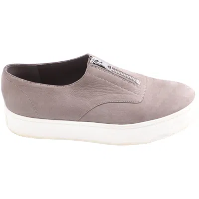 Vince Warner Low Top Platform Sneakers In Grey Leather In Grey