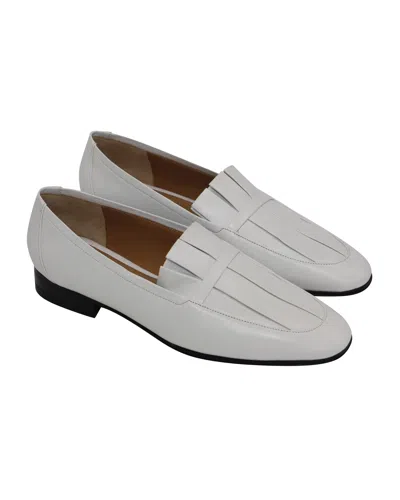 The Row Adam Pleat Moccasin Flats In White Leather In White