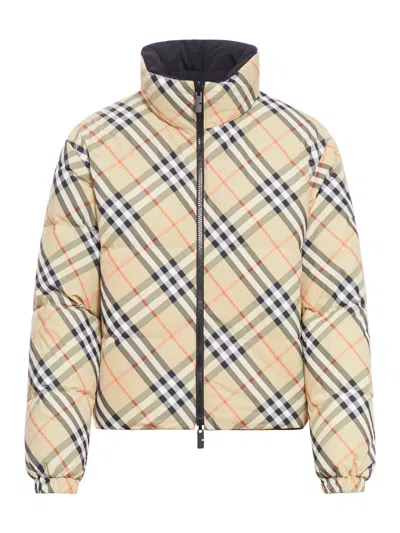 Burberry Woman Printed Nylon Reversible Down Jacket In Nude & Neutrals