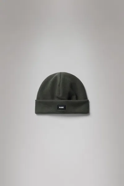 Shop Rains Ribbed Fleece Beanie In Green