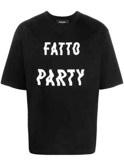 Dsquared2 Text-print Cotton T-shirt In Black